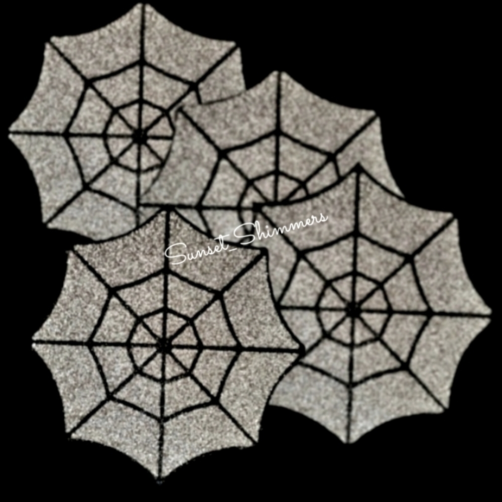 x4 Sparkles Home Spider Web Halloween Luminous Rhinestone Placemats Charger Set